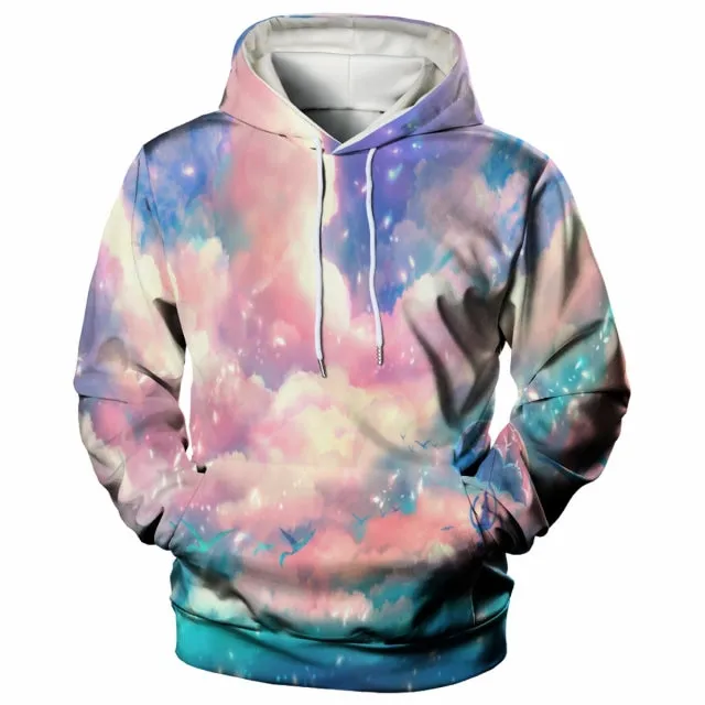 3D Printed Hoodie with Pink Sky Print