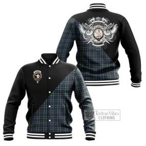 Allardice Tartan Baseball Jacket with Family Crest and Military Logo Style