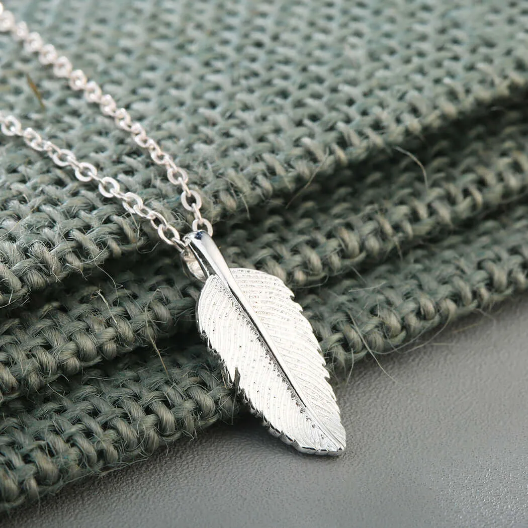 Courage and Strength 925 Sterling Silver Feather Necklace