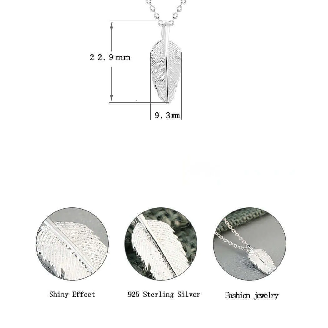 Courage and Strength 925 Sterling Silver Feather Necklace