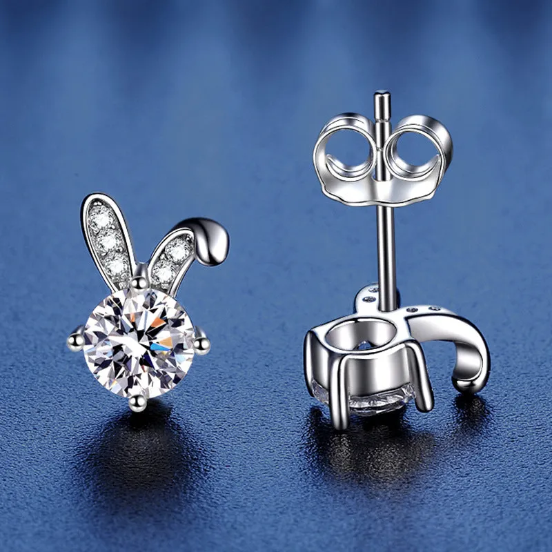 Cute Rabbit Moissanite Earrings for Women