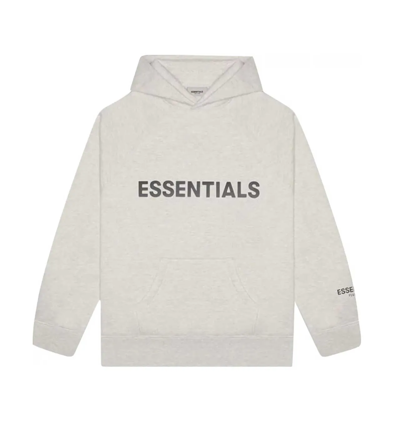 Essentials Oatmeal Hoodie Front Logo