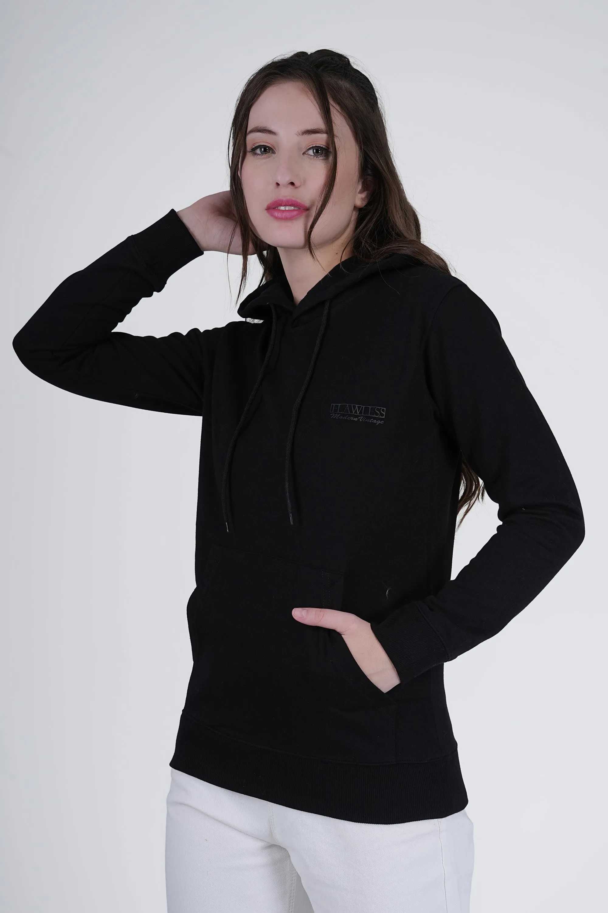 Flawless Women's Black Solid Hoodie