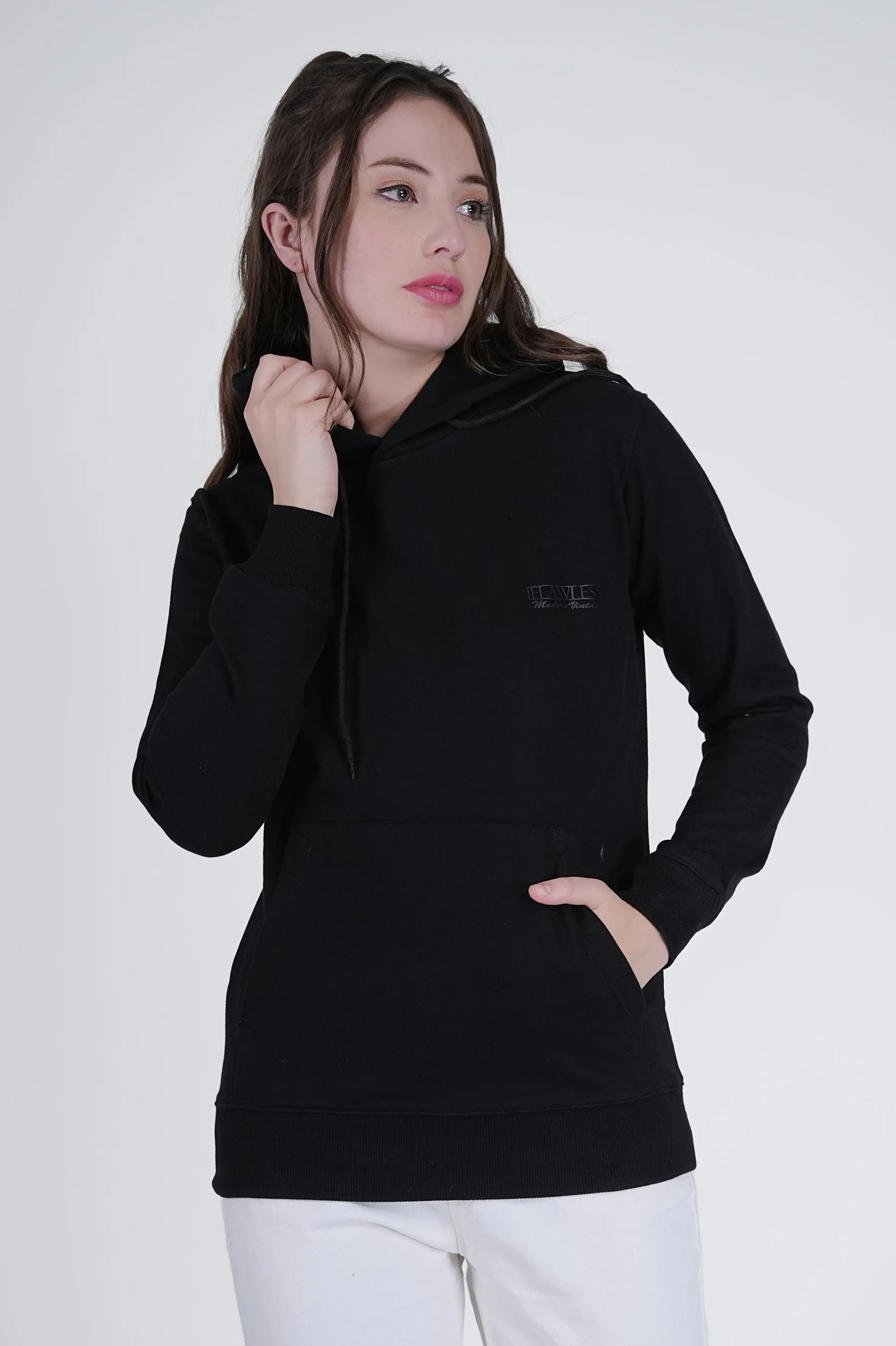 Flawless Women's Black Solid Hoodie