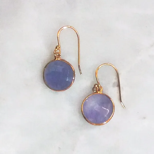 Periwinkle Chalcedony Single Drop Hook Earrings