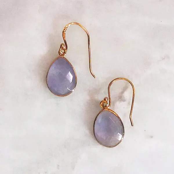 Periwinkle Chalcedony Single Drop Hook Earrings