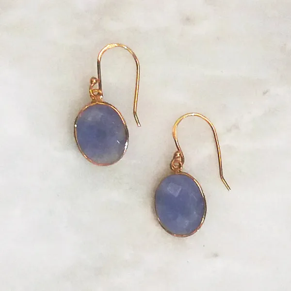 Periwinkle Chalcedony Single Drop Hook Earrings