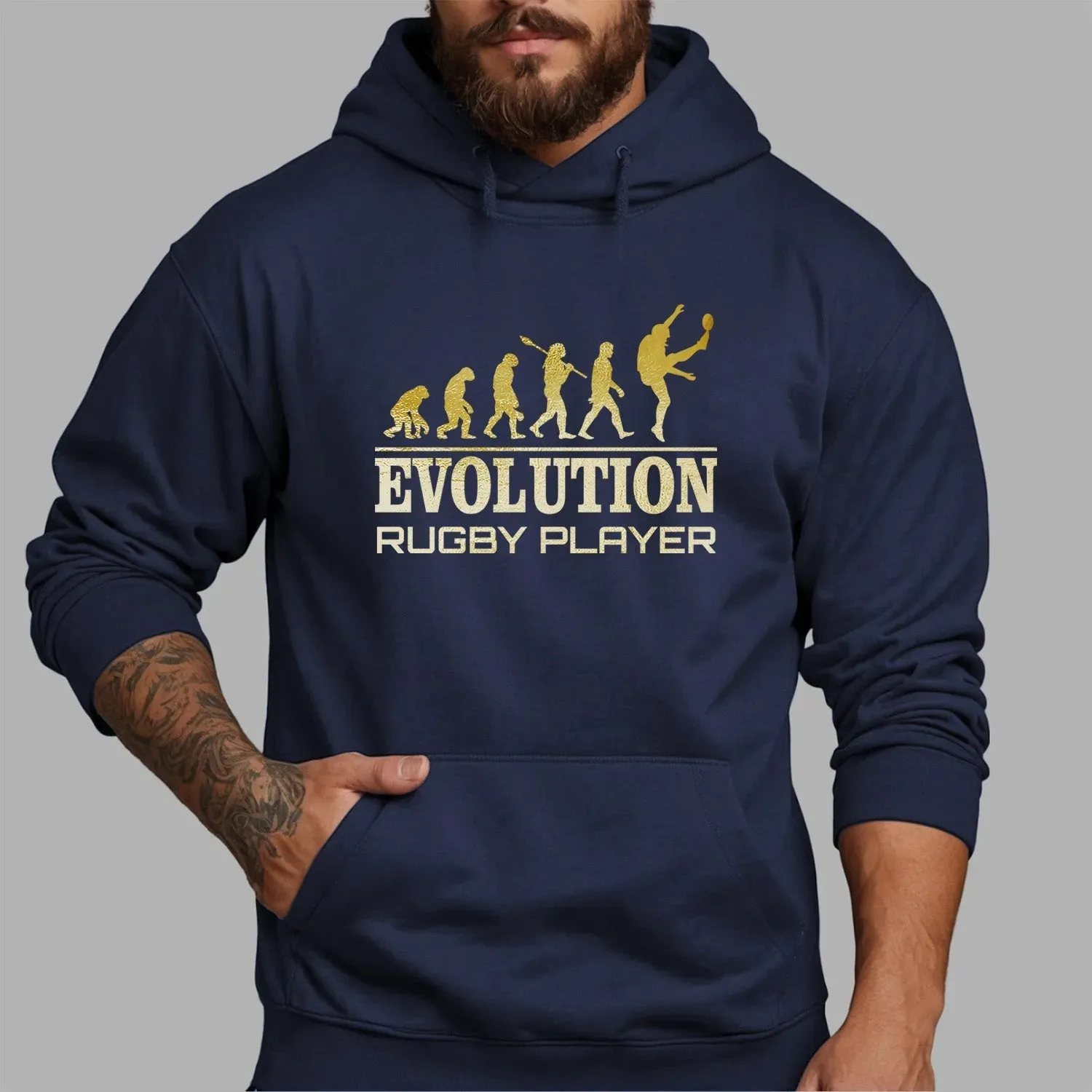 Rugby Evolution Hoodie - Amusing Gift - For Dad - Brother - England Fanwear
