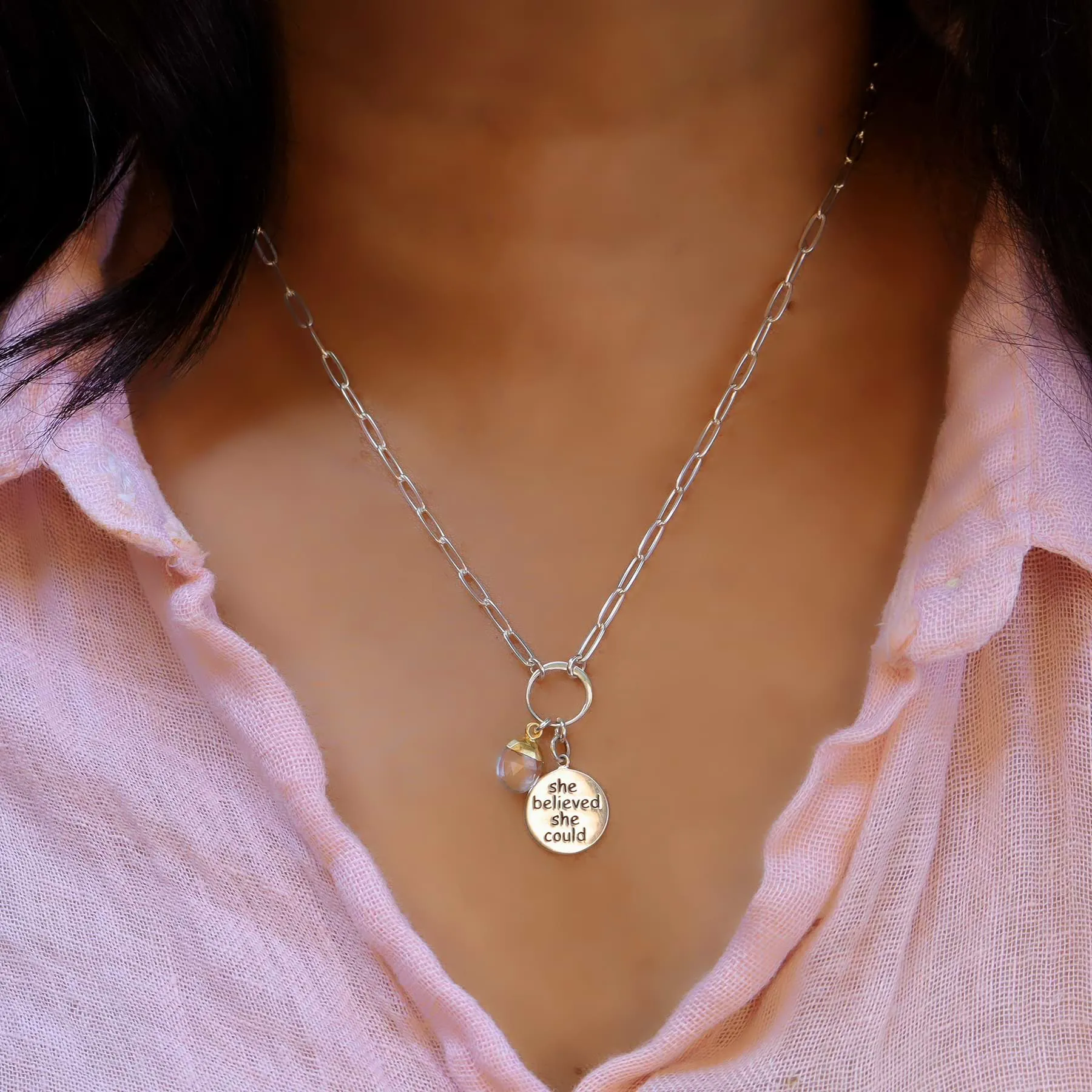 She Believed - Sterling Silver Box Chain Layering Necklace