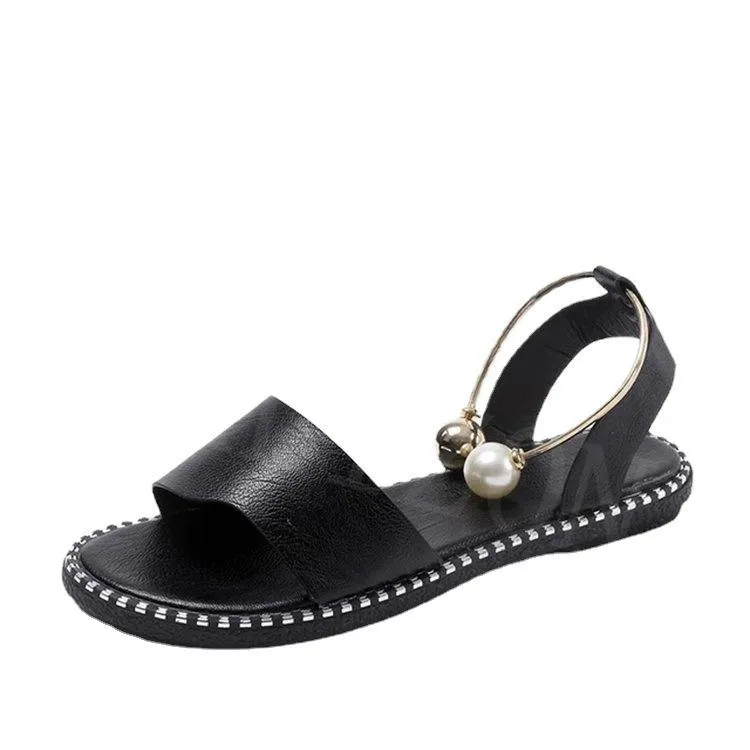 Summer Women's Beaded Pearly Sandals Slippers Shoes