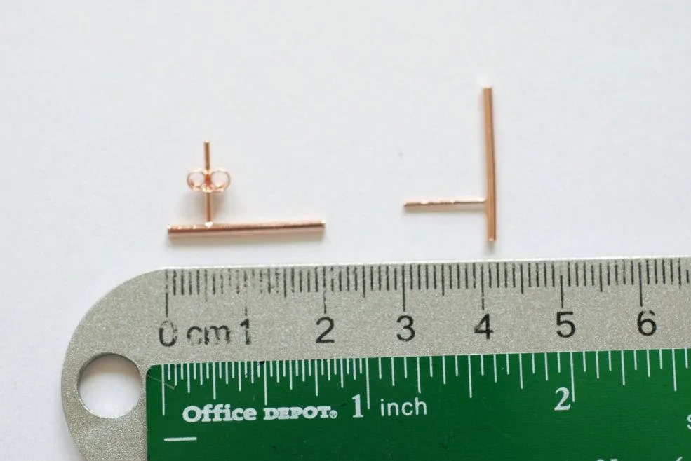 Wholesale Matte Rose Gold Bar Earrings, Line Earrings, Stick earrings, bar stud earrings, minimalist earrings, Filament earrings, Ear Climbers, Post